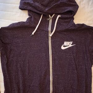 Nike Heathered Dark Purple Hoodie with White Accents